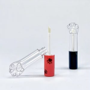 039# 9ml-10ml Plastic Lip gloss tube with brush -Cute cat-paw animal bottle