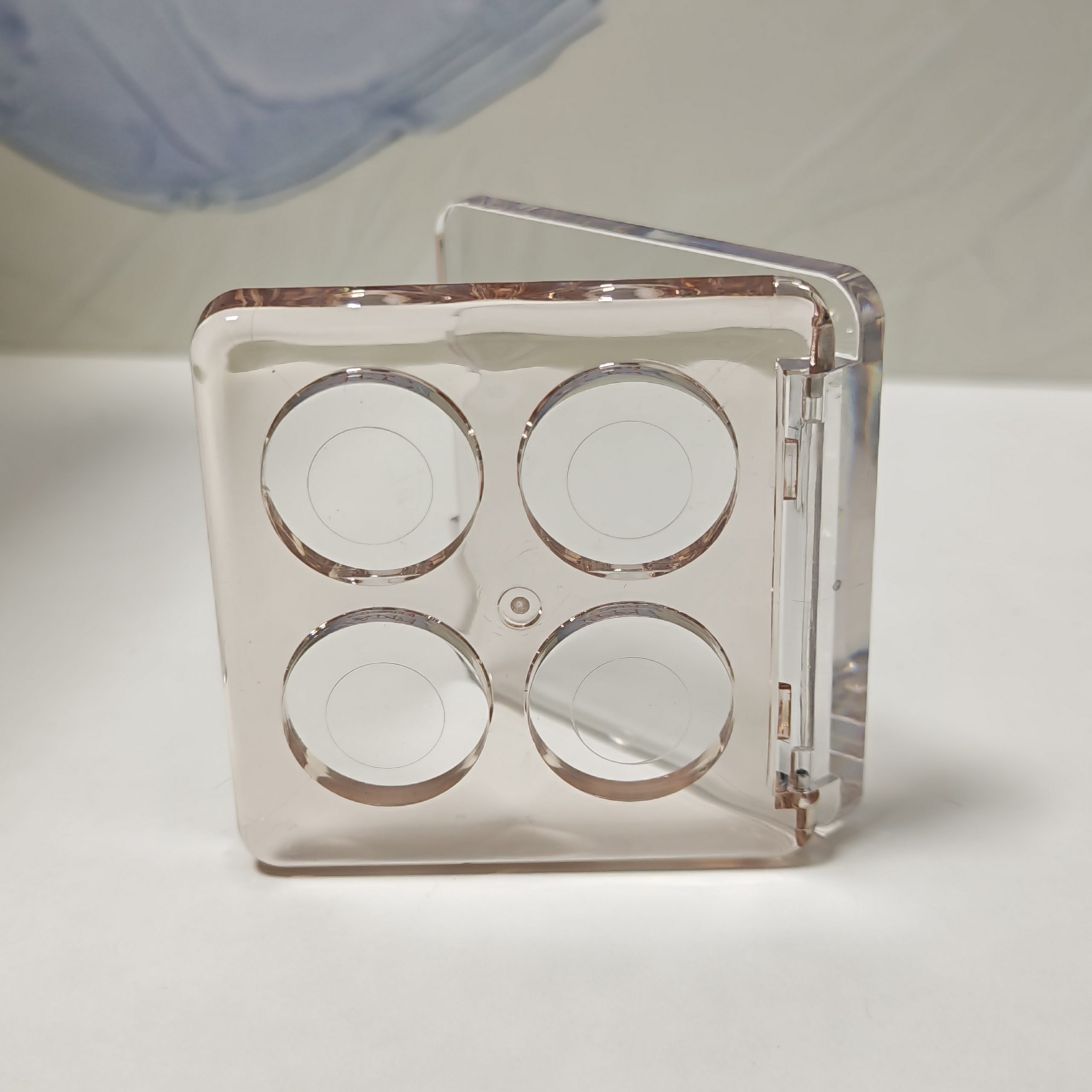 160B#-Plastic Customized logo Powder Case -Compact powder box - Blush palette-eye shadow -Four circular holes - 图片 6