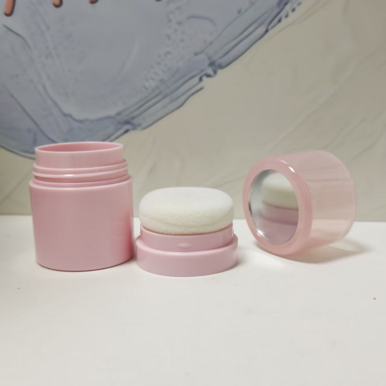 226# - 6-gram powder jar - Hair care and hair nourishment powder for making hair strands fluffy - Loose powder base container with a soft and fluffy powder puff and a mirror plate - 图片 2